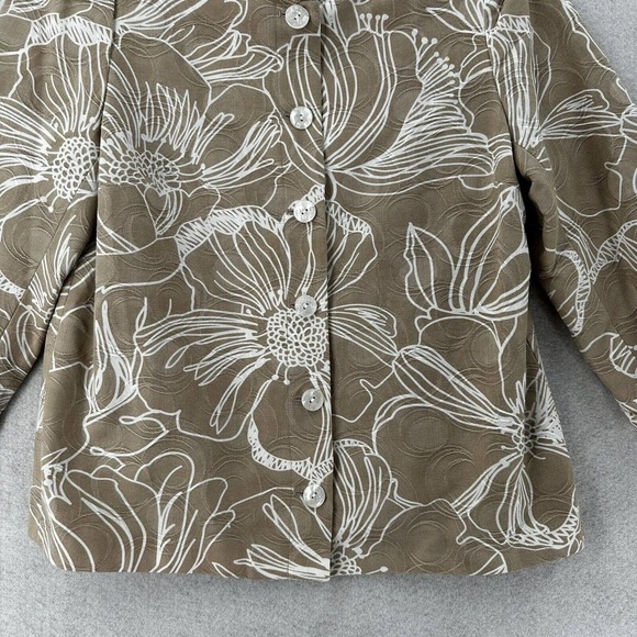 Susan Graver Blazer Jacket Womens SMALL 3/4 Sleeve‎ Floral Cotton Shell Buttons - Picture 4 of 14